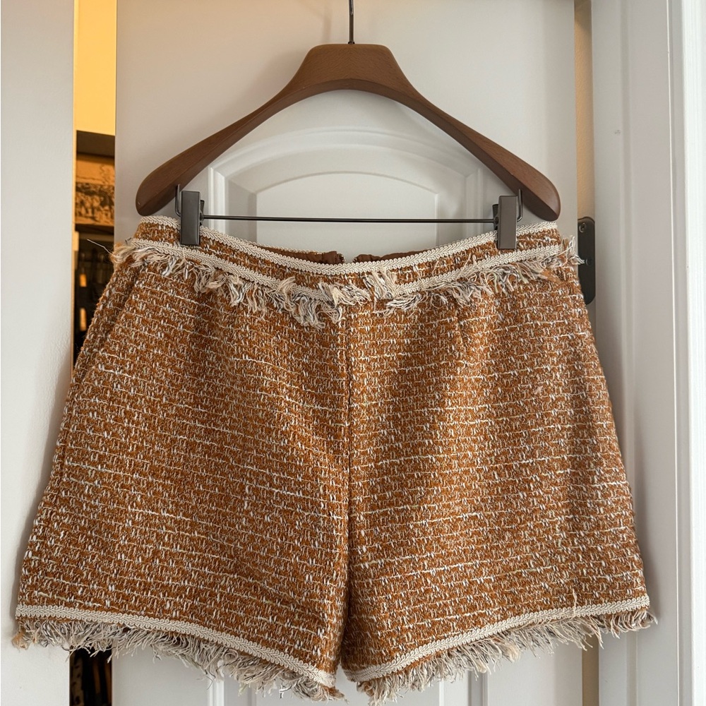 Walter Baker Burnt Orange Tweed High Waist Shorts